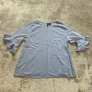 New Directions Blouse Shirt Womens XL Light Blue 3/4 Sleeve Flared Soft Rayon